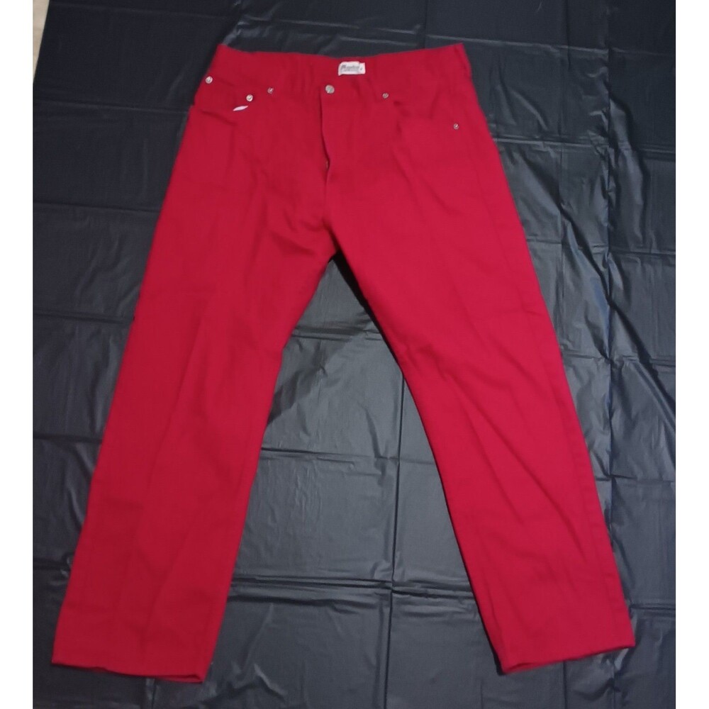 Red denim jeans